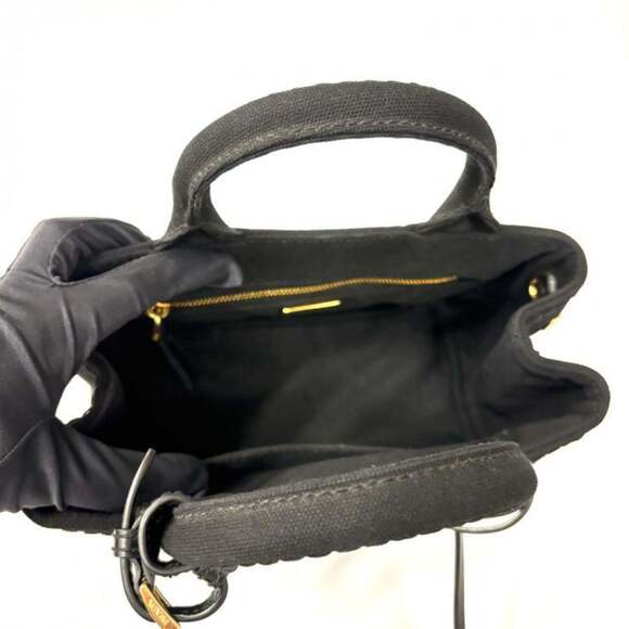 PRADA Canapa RICAMO 1BA038 Cotton Canvas Mini Handbag in Black, 2-Way Shoulde... - Picture 6 of 11